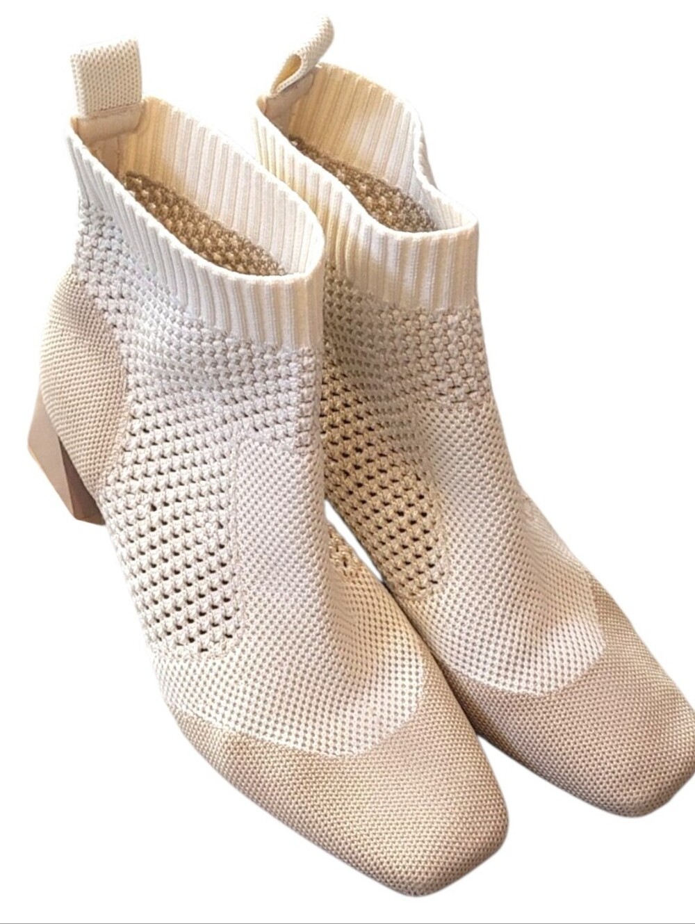 Vivaia Knit Sock Ankle Boots in Cream/Beige Size 36/US 6